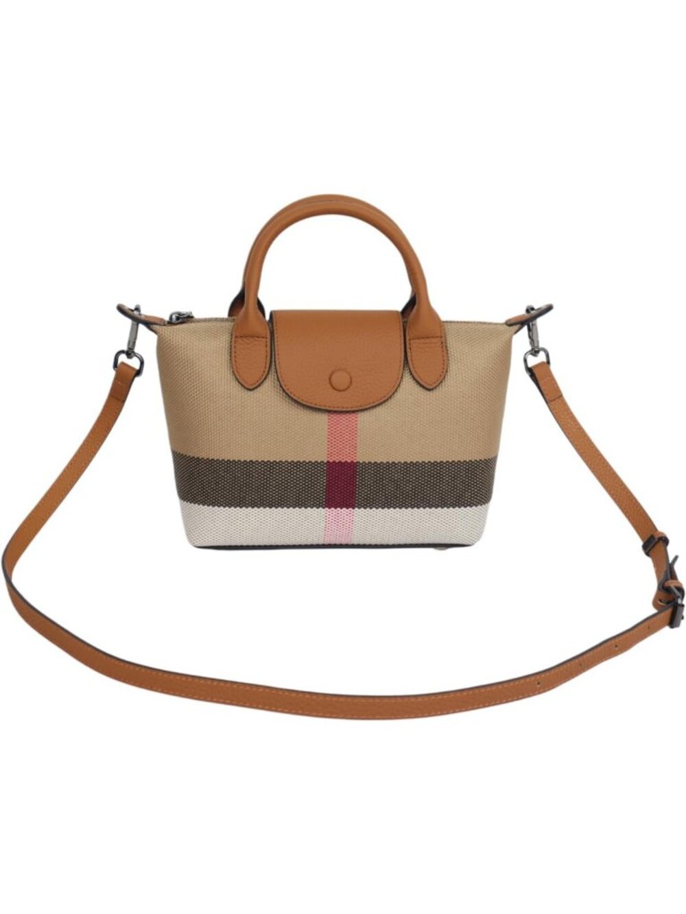 Chic Mini Plaid Crossbody Bag with Leather Trim - Stylish Handbag for Women